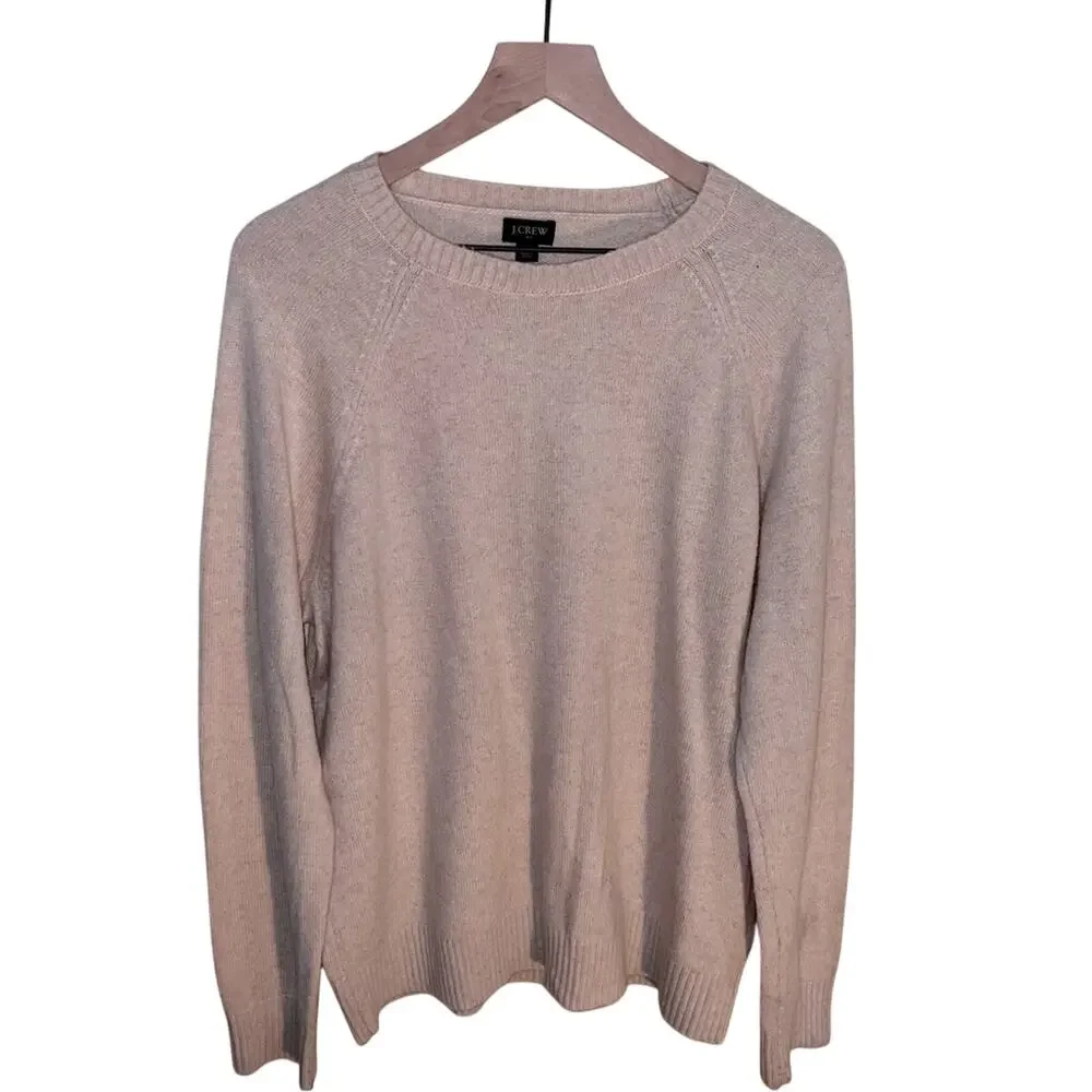 J. CREW crewneck wool blend pink sweater L